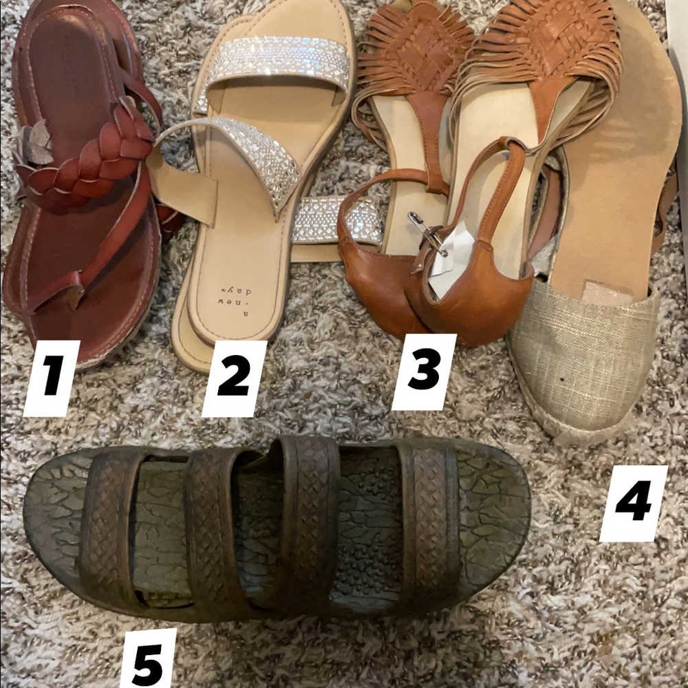 All size 8. Miscellaneous sandals. All worn